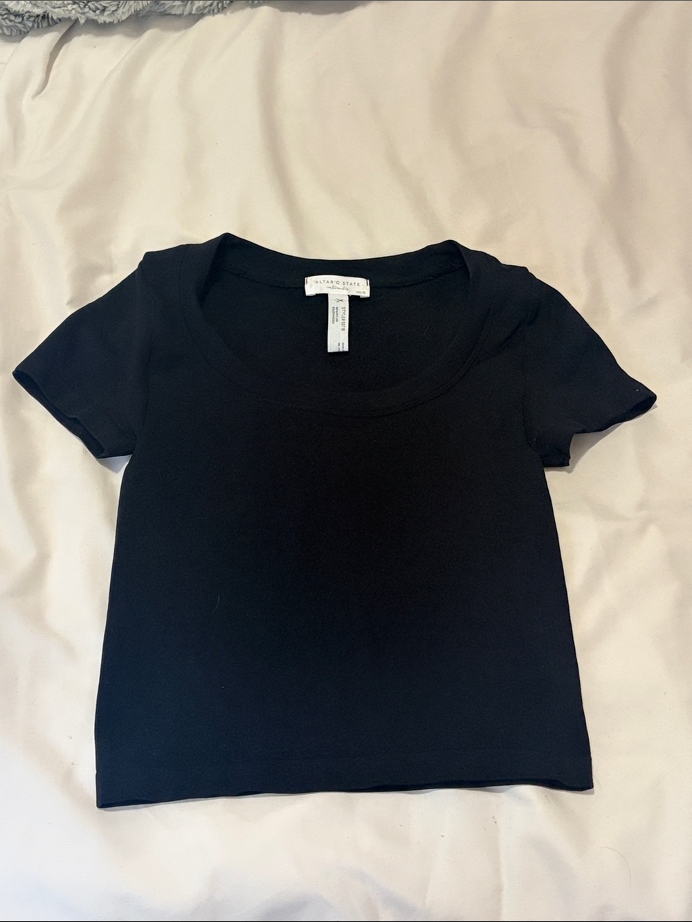 Altard state Black Scoop Neck Crop Tee